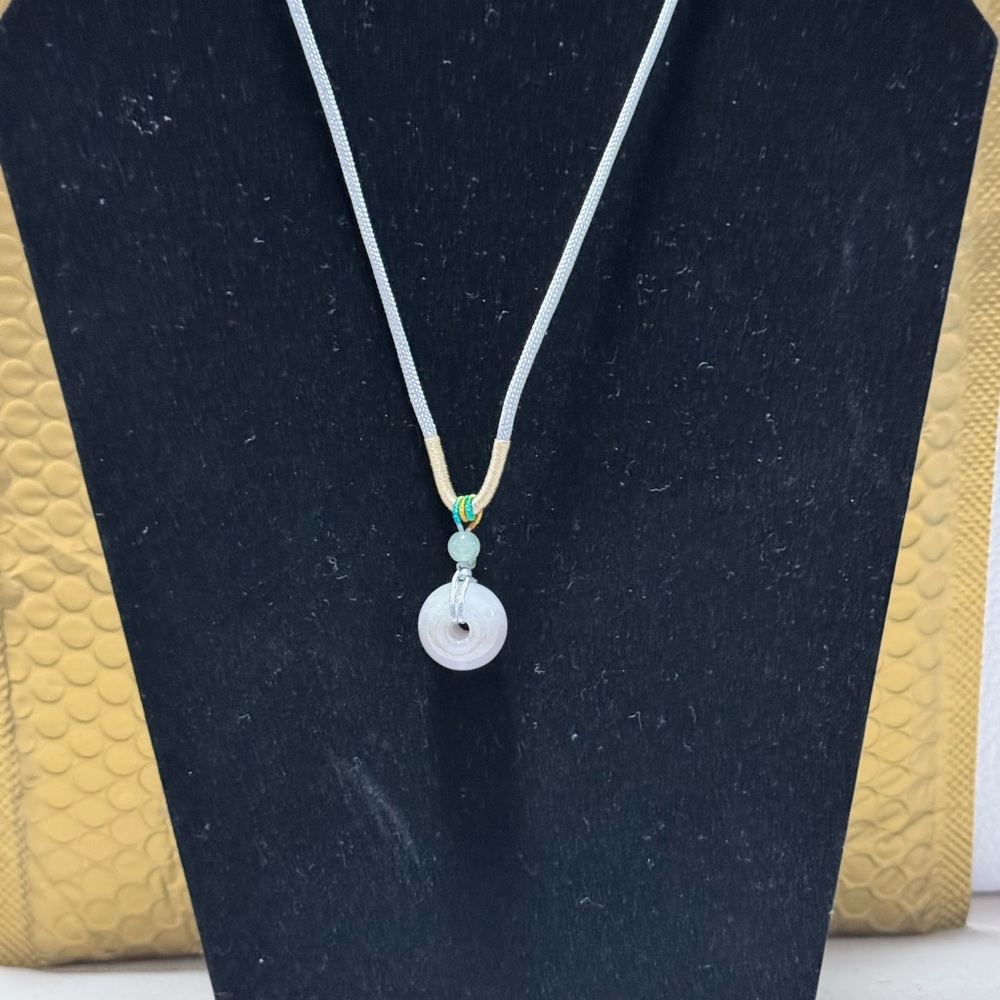 Handcrafted White Jade Donut Pendant Necklace - Women Jewelry